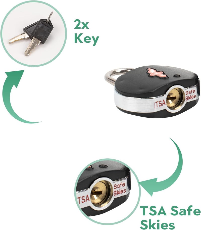 dwoyow TSA Approved Luggage Locks 3 Pack with Luggage Tags | 6 Keys, Black Travel Lock Bundle - Solid Brass Core & Rubber Armor Padlocks for Suitcases, Backpacks (TSA Certified) - Image 3